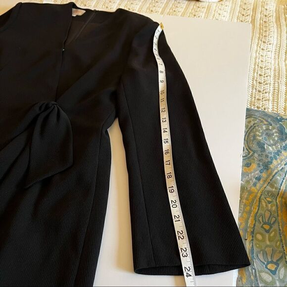 GUIDO vintage black faux wrap black dress with shoulder pads size medium/ Large - Picture 10 of 15